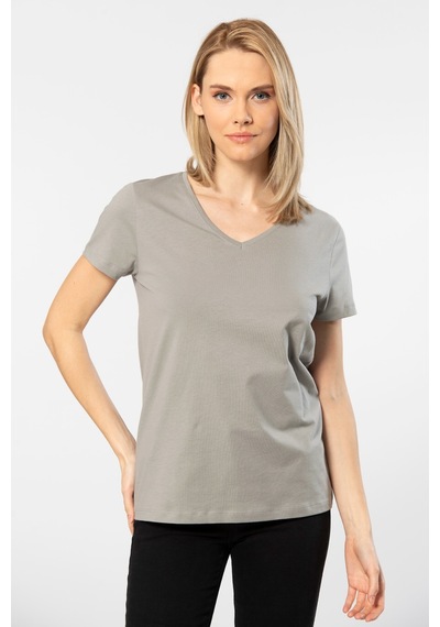 Wtshirt Venice Gri Kısa Kollu V Yaka Kadın T-shirt 001