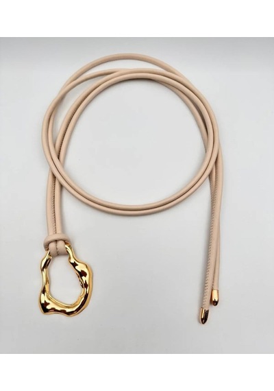 Öznora Modern Tasarım Gold Tokalı İp Kemer Kadın Bel Kemeri Bej