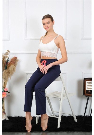 Akbeniz Kadın Pamuklu Alt Pijama 27468 - L Lacivert
