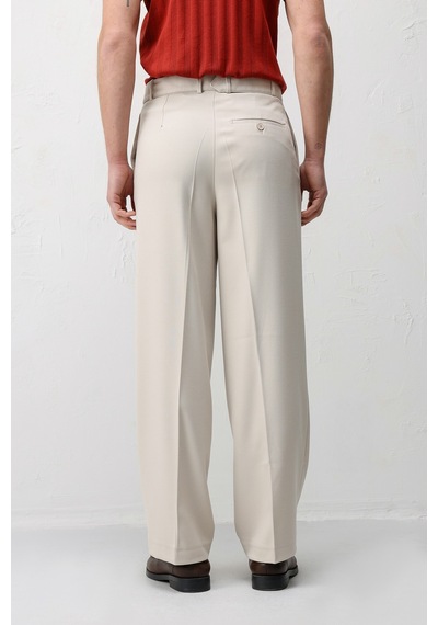 Antioch Relaxed Fit Kemerli Erkek Pantolon Bej