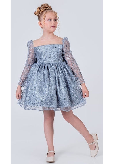 Mnk Baby & Kids Ruche Lipa Kız Çocuk Abiye M00783 Mavi