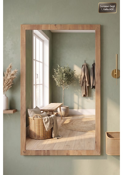 Antik Ahşap Dik Dekoratif Ayna Banyo Oda Lavabo Wc Dresuar Koridor Konsol Mutfak Makyaj Boy Aynası 76x54 Ds-4 Antik Çam