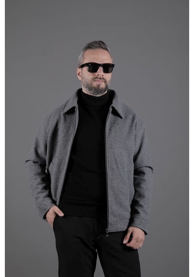 Ohepmoda Düz Erkek Kaşe Ceket Mont Koyu Gri