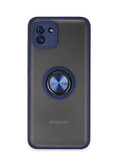 Samsung Galaxy A03 Uyumlu Kılıf Montreal Yüzüklü Silikon Kapak - Lacivert