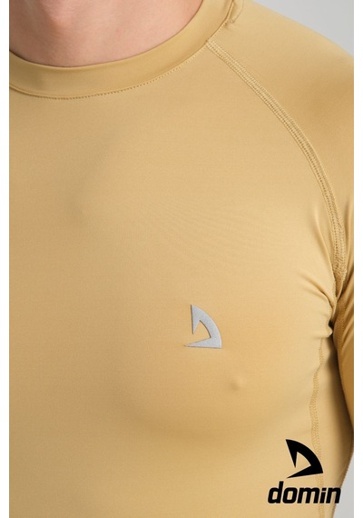 Hnc Sport Erkek Uzun Kol Gold Bej Likralı Fit Compression Spor Body Tshirt
