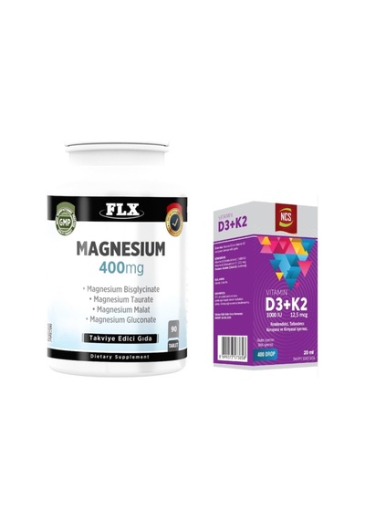 Vitamin D3 Vitamin K2 20 Ml Flx Glukonat Magnezyum Elementleri 90 Tablet