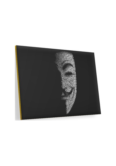 Cakasepetim Anonymous Yazılardan Oluşan Maske Karanlık Arka Plan Ahşap Mdf Tablo