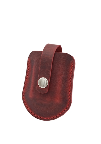 Hakiki Deri Mekanizmalı Zippo Çakmak Kılıfı - Kırmızı Kırmızı