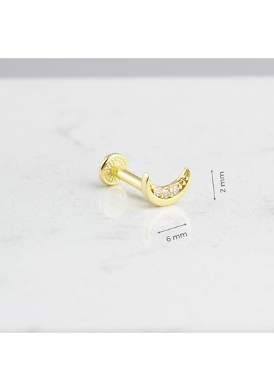 Glorria Altın Ay Tragus Piercing Çok Renkli
