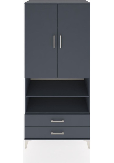 Hyperion Dolap 5 Raflı Tek Çekmeceli 2 Kapaklı 88x44x195 Antrasit-antrasit Antrasit