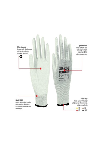 Starline E-42 Antistatik Pu Eldiven Beden 8 Numara