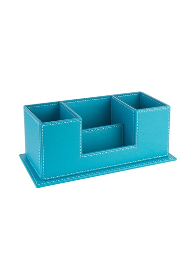 Masaüstü Deri Organizer Kalemlik 4 Gözlü Desktop Organizer Rainbow Vegan 10x12x25 Cm. Turkuaz Turkuaz