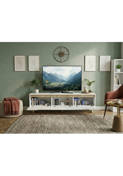 Pema Home %100 Mdf Konsol Çok Amaçlı Dolap Vitrin Beyaz