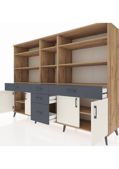 Hyperion Dolap 11 Raflı 5 Çekmeceli 4 Kapaklı 220x44x163 Çam-ayta Çam-aytaşı/antrasit Hyperion Dolap 11 Raflı 5 Çekmeceli 4 Kapaklı 220x44x163 Çam-ayta Çam-aytaşı/antrasit