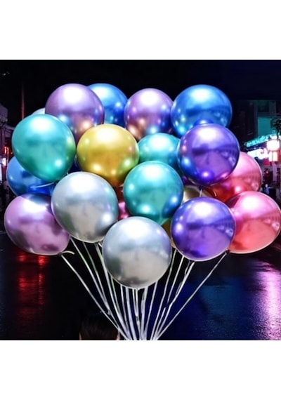 432 Adet Renkli Krom Balon Aynalı Balon Parlak Metalik Balon Krom Renkli Balon Vıp Süsleme Balonu