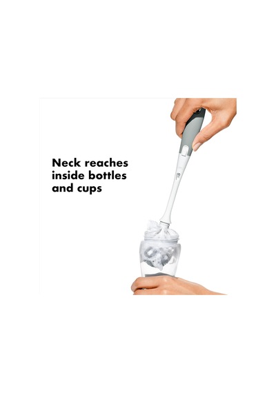Oxo - Good Grips Tot Şişe Fırçası, Ucu Temizleyici Ve Ayaklı Gri, 2'li Paket