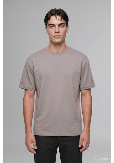 Defacto Kırışmaz Oversize Bisiklet Yaka Basic Kısa Kollu Tişört B6494ax26augr168 Gri-gr168