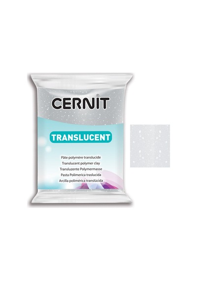 Cernit Translucent Transparan Polimer Kil 56G 080 Glitter Silve