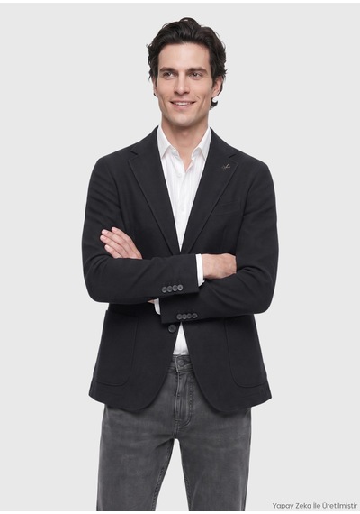 Ramsey Siyah Shirt Shoulder Slim Fit Yün Karışımlı Ceket