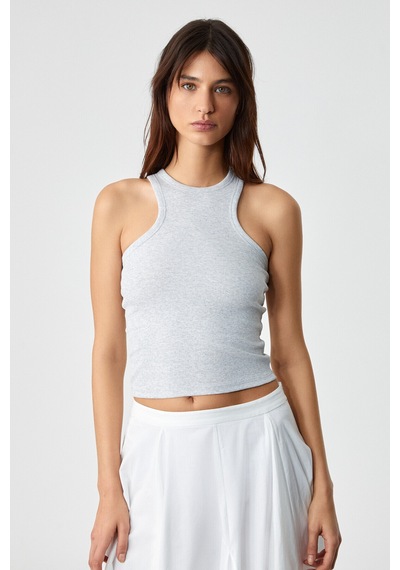 ETHIQUET JROKSY Kadın Slim Halter Yaka Kolsuz Grimelanj Atlet