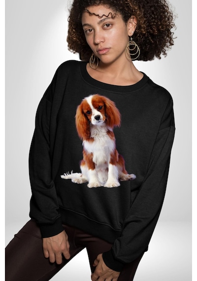 Cavalier King Charles Spaniel Unisex Siyah Sweatshirt Siyah