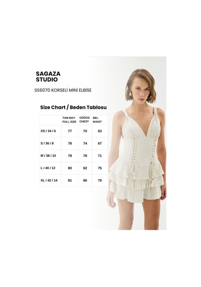 Sagaza Studio Ss6070 Korse Detaylı Mini Elbise BEJ