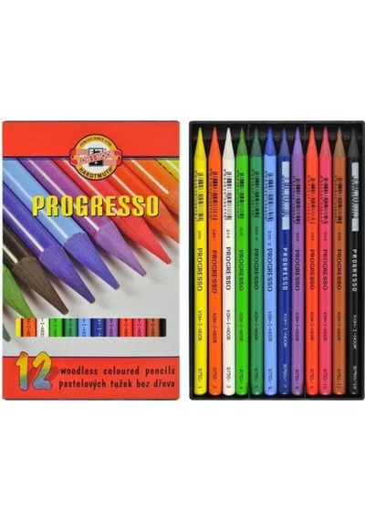 Koh-i Noor Progresso Ağaçsız Boya Kalemi 12 Renk