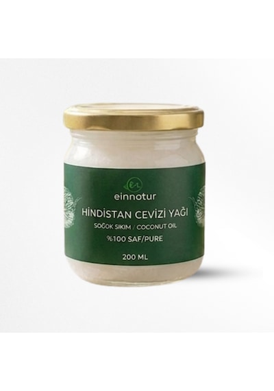 Hindistan Cevizi Yağı, 200 Ml, Soğuk Sıkım, Coconut Oil, %100 Saf, Organik