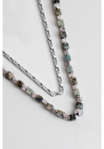 So Chic Jasper Taşlı 55 Cm Çelik Çoklu Erkek Kolye