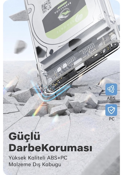 2.5 '' Harici Sabit Sürücü Muhafazası, 6gbps Usb C 3.1 Gen 2 - Sata Iıı Aletsiz Şeffaf Harici Sabit