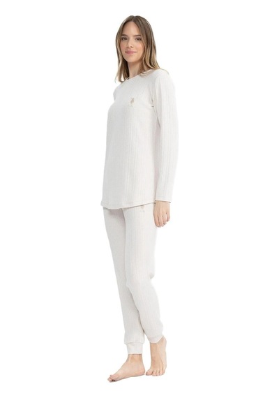 U.S. Polo Assn. Kadın Bej Yuvarlak Yaka Pijama Takımı