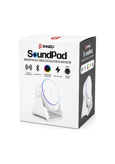 Enkado Ekd-s11 Soundpad İndiksiyon Ses Yükseltici Bluetooth Hoparlör 2000mah 5w 5ın1 Beyaz Speaker