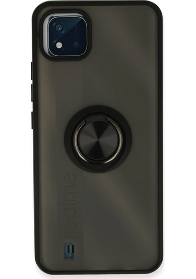 Cosmotex Newface Realme C11 2021 Kılıf Montreal Yüzüklü Silikon Kapak - Siyah Sıyah