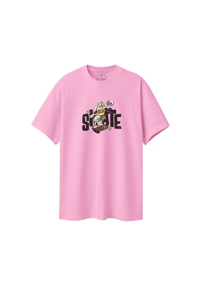 Velvoria Oversize Kadın Shate Baskılı Pembe Renk T-shirt