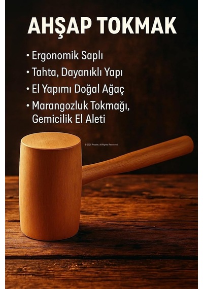 Proalet Ahşap Tokmak, El Yapımı Doğal Ağaç, Marangozluk Tokmağı, Gemicilik El Aleti, Mutfak, Kuruyemiş Ve Zanaat İçin, Ergonomik Saplı, Tahta, Dayanık