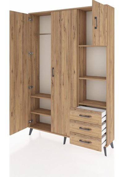 Arges Dolap 5 Raflı 3 Çekmeceli Tek Askılı 132x30x195 Çam-çam/çam Atlas Çam/atlas Çam Arges Dolap 5 Raflı 3 Çekmeceli Tek Askılı 132x30x195 Çam-çam/çam Atlas Çam/atlas Çam