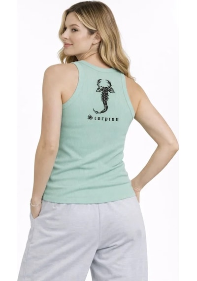 Etiler Collection Fitilli Atlet Sıfır Yaka Slim Fit Arka Baskılı Spor Atlet - Mint Yeşili