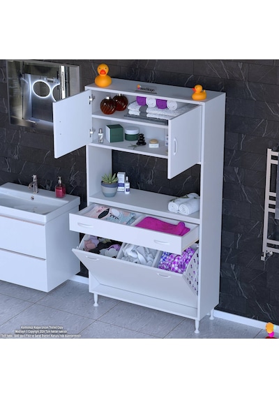 Modilayn Arda 100x173x32,5 Cm 1 Çekmece 3 Göz Sepetli Ve 3 Raf Akıllı Dolap İle Dağınıklığa Son Beyaz Modilayn Arda 100x173x32,5 Cm 1 Çekmece 3 Göz Sepetli Ve 3 Raf Akıllı Dolap İle Dağınıklığa Son Beyaz