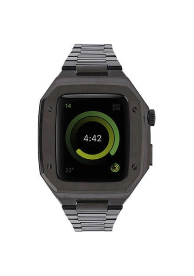 Apple Watch 44mm Uyumlu Metal Petek Kasalı Kordon - Siyah