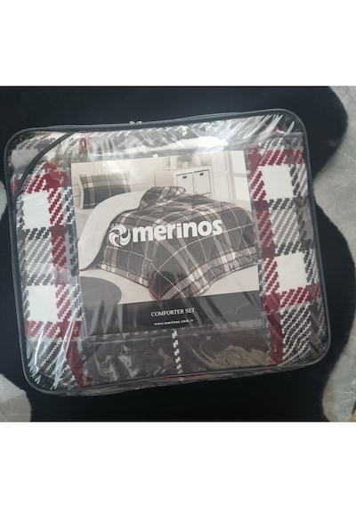 Merinos Comforter Tek Kişilik Yorgan Set Siyah - Beyaz