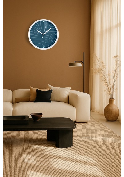 Modern Duvar Saati - 30cm - Önü Camlı Beyaz Kasa - Sessiz Mekanizma-jh0806 Beyaz