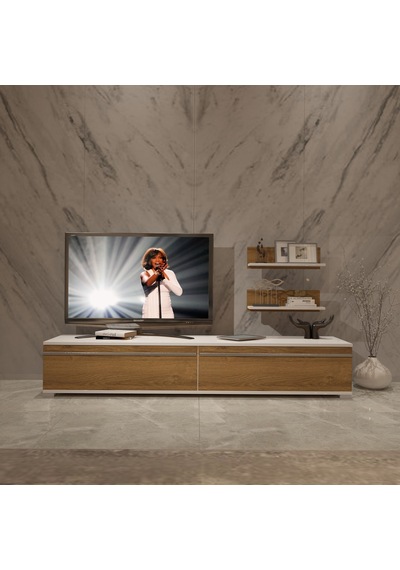Decoraktiv Eko 4 Mdf Std Tv Ünitesi Tv Sehpası - Beyaz Pera Beyaz - Meşe