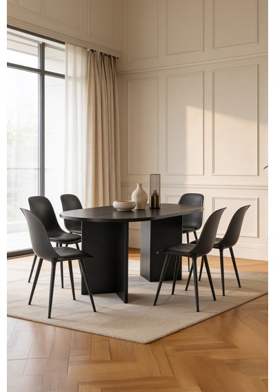 Harmony Nara Sadece Masa Oval Masa 180x75x90 Cm Siyah - Modern Tasarım