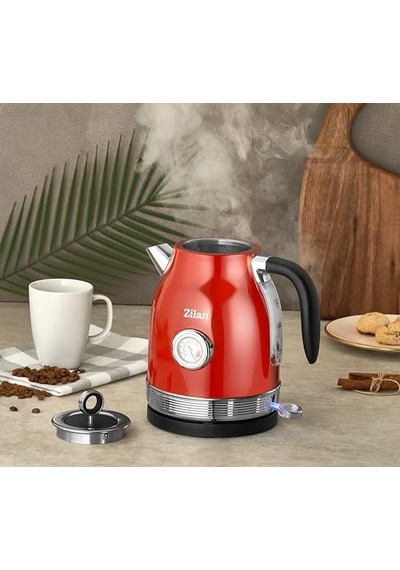 Zln7033 60'li Yılların Retro Su Isıtıcısı, 1,7 Litre,%100 Bpa İçermez, 2000 Watt, Paslanmaz Çelik İç Kısım,