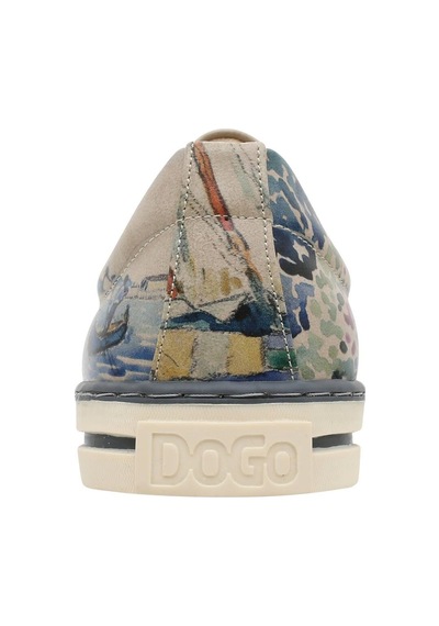 Kadın Vegan Deri Bej Sneakers - Watercolor And Sailors Tasarım Çok Renkli