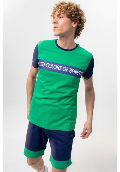 Benetton Bnt-m20482-23y Erkek T-shirt Bnt-m20482-r1938 Yeşil