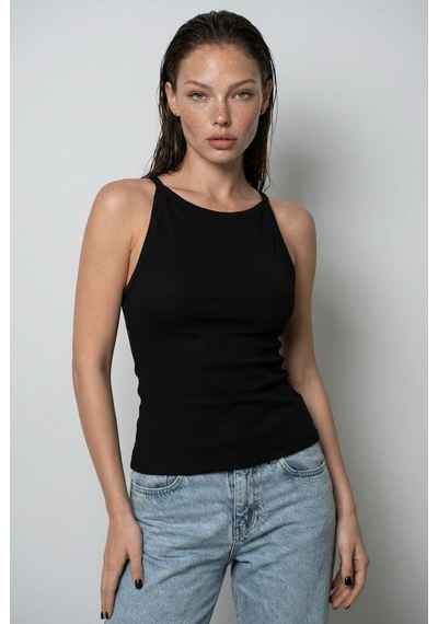 Madmext Siyah Biyeli Vücudu Saran Fitilli Modern Kesim Atlet Mg2681 Siyah