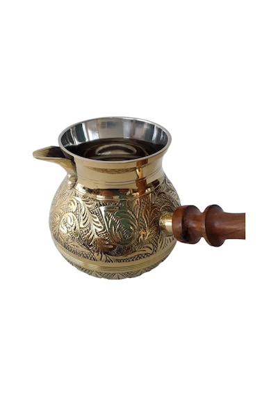 Pirinç Döküm Cezve 5'' Jumbo Boy Ahşap Saplı