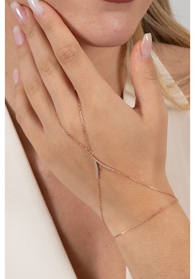 925 Ayar Gümüş Şahmeran Rose Zirkon Taşlı Tutku Şahmeran Barcode Beyaz - Rose Gold