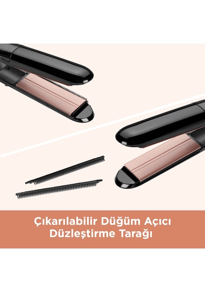 Babyliss Steam Smooth 39mm 230 Derece 5 Isı Ayarı Turmalin Seramik İyon Etkili Buharlı Saç Düzleştirici St493e
